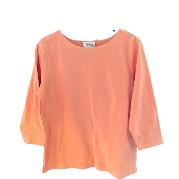NWOT Talbots Women’s Peach Three Quarter Sleeve Top Size Large - Picture 1 of 7